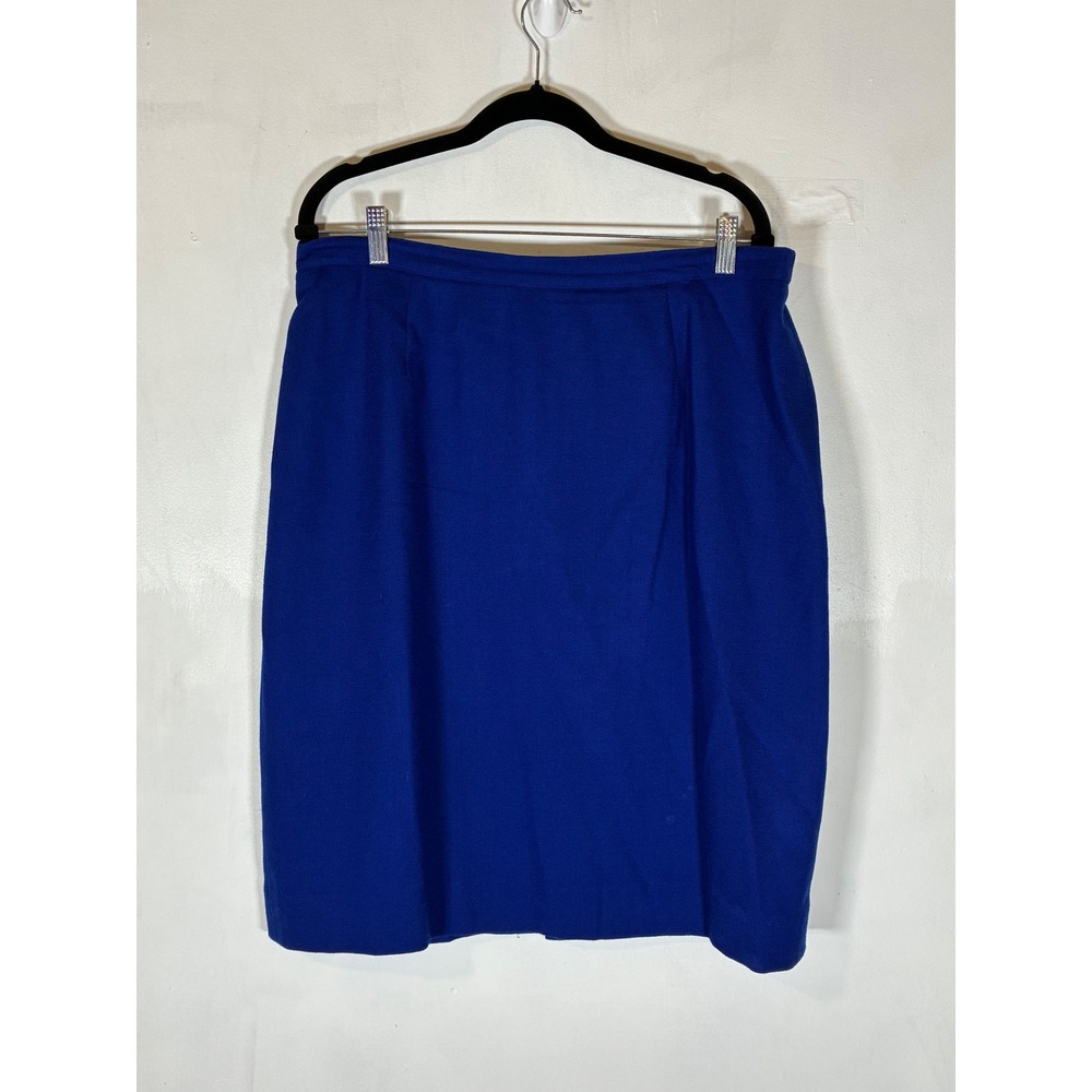 Vintage Size 18 Cobalt Blue 100% Wool Pencil Skirt Midi Made USA Lined